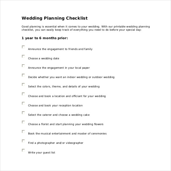 easy to follow wedding checklist template for free download