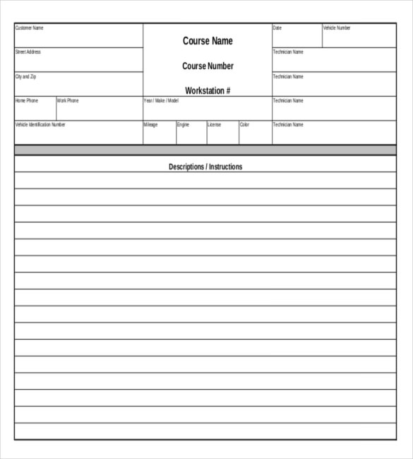 blank repair order form free download