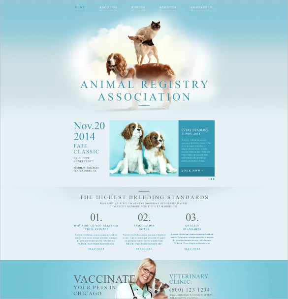 animal pet registry association php website template
