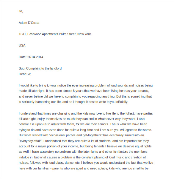 14+ Complaint Letter to Landlord - Google Docs | MS Word | Pages | PDF