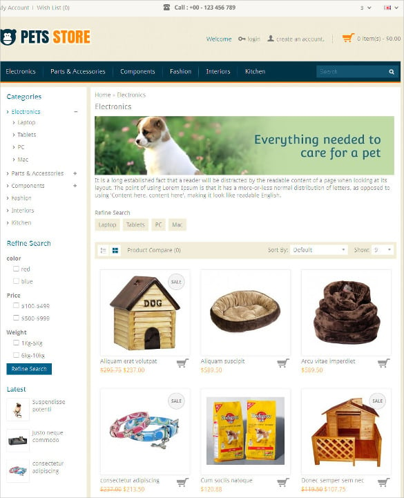 animal pet store opencart responsive php theme