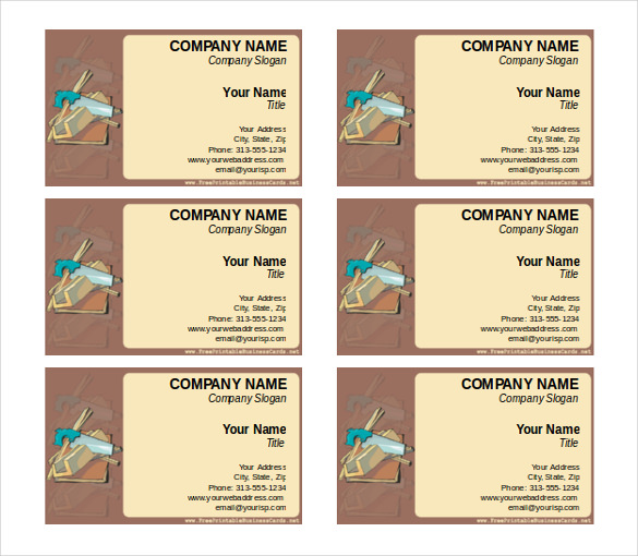 construction business card free word format download