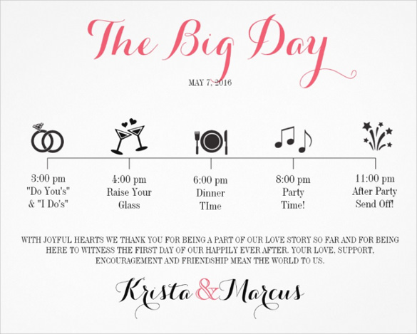 52+ Wedding Itinerary Templates - DOC, PDF, PSD