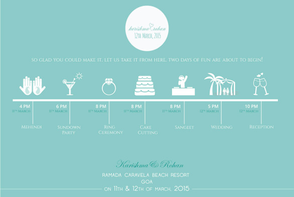 wedding itinerary card for free download