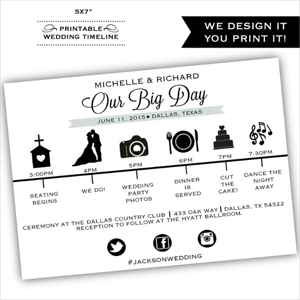 Editable Wedding Day Timeline Template Free