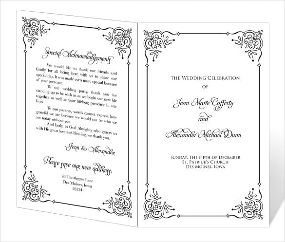 Free Printable Wedding Program Template For Word Printable Templates
