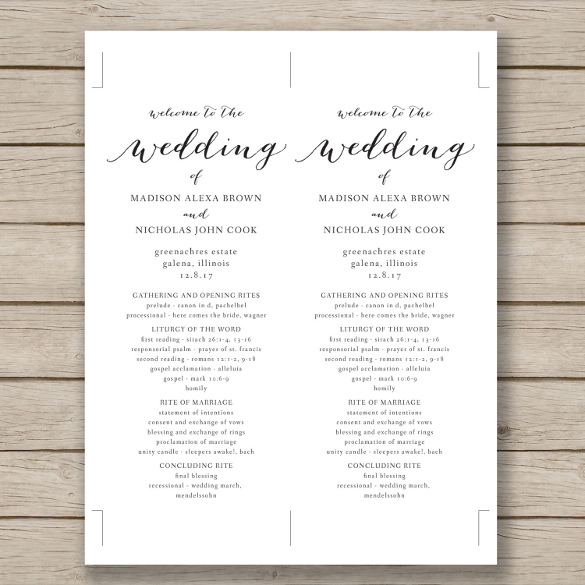 Printable Wedding Program Templates Free Printable Wedding