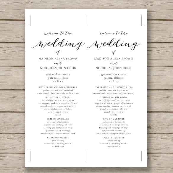 Printable Downloadable Wedding Program Template Templates Printable 