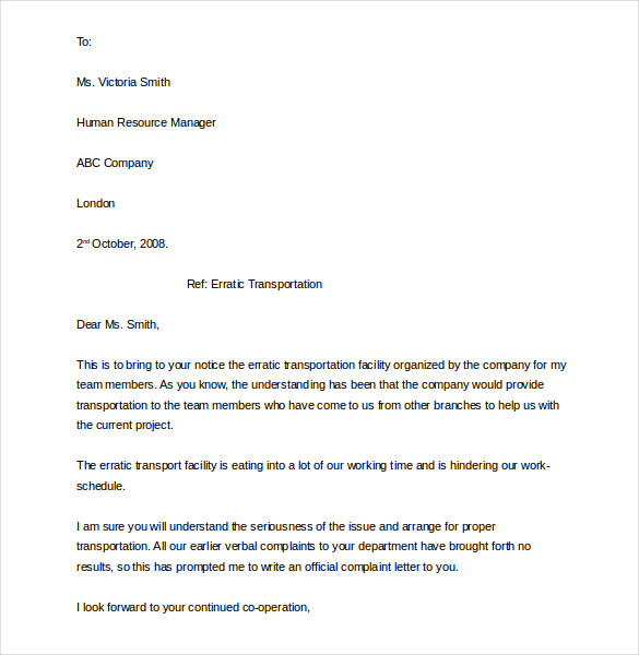 template pension increase letter â€“ Letter Complaint Free Sample Employee Templates 22