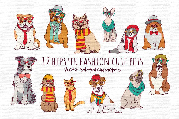 amazing vector fashion pets set download