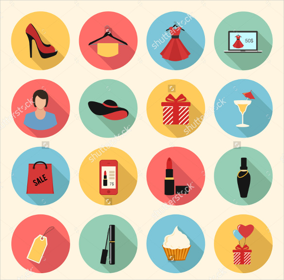 colorful flat fashion icon set download