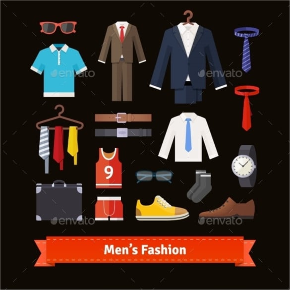 colourful men fashion icon set download