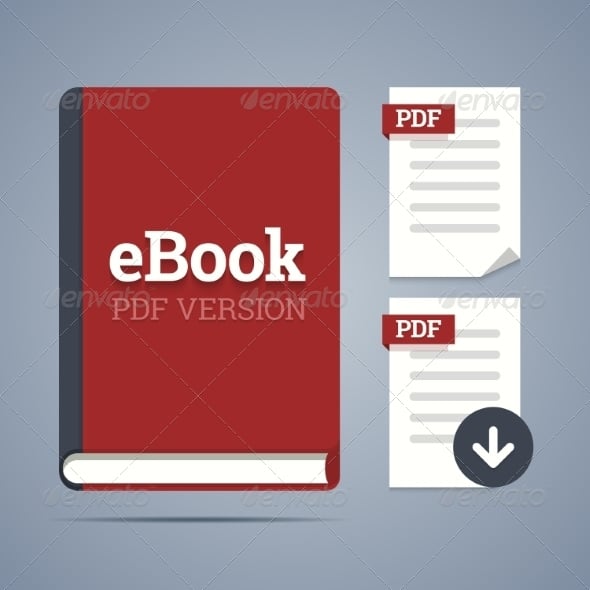 electronic book template with documents icons