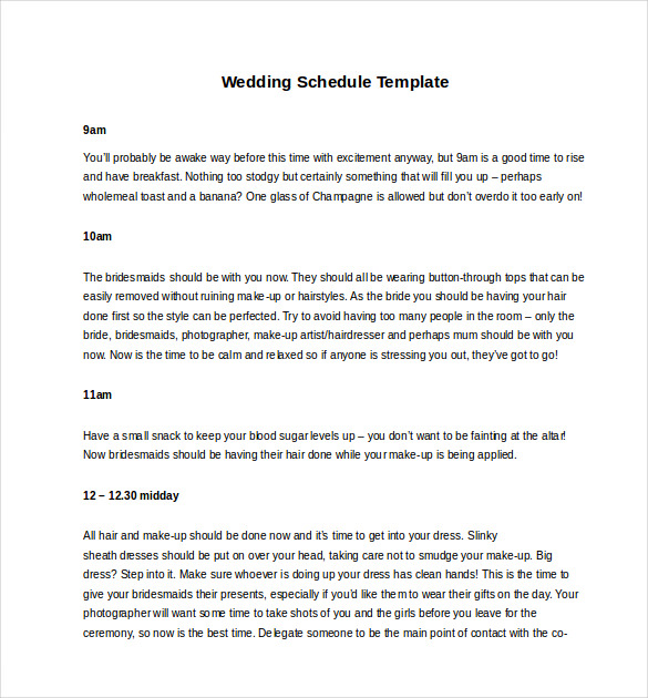 33+ Wedding Schedule Templates & Samples - DOC, PDF, PSD