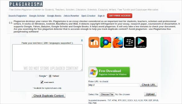 Free plagiarism scanner