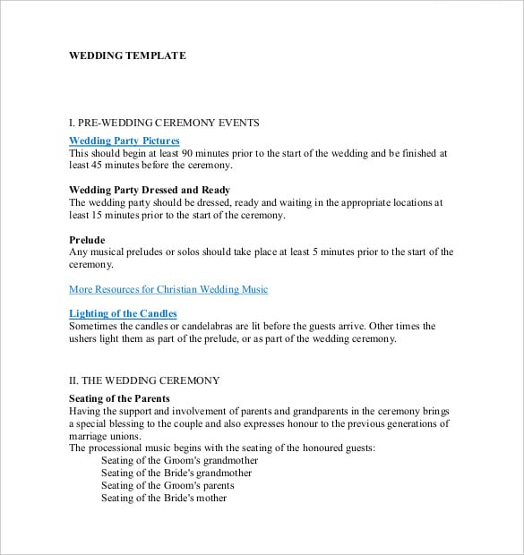 wedding cermony template pdf document free download