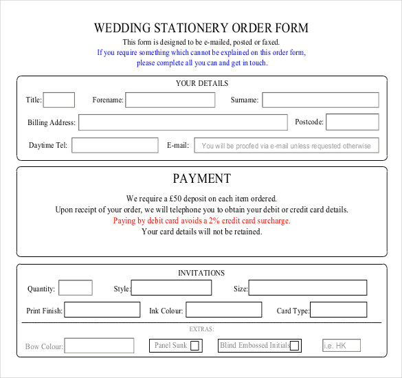 Microsoft excel order form template