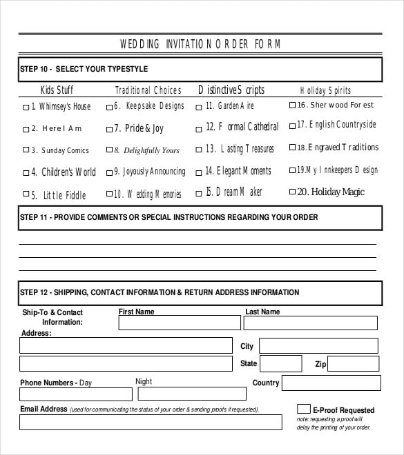 document to download wedding invitation order form1