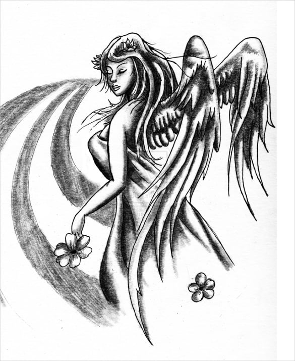 guardian angel tattoo drawing
