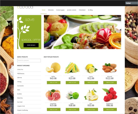 Food Ecommerce Website Template Free Download Printable Templates