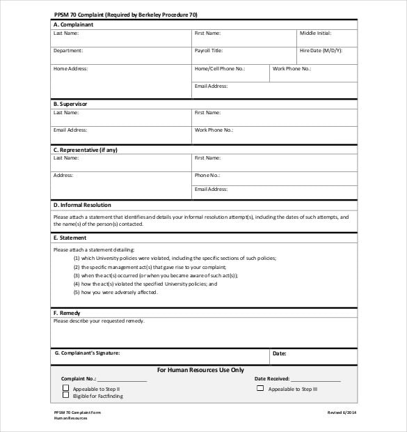 hr complaint template pdf format1