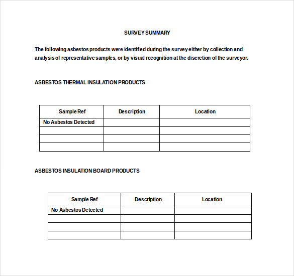 asbestos survey template