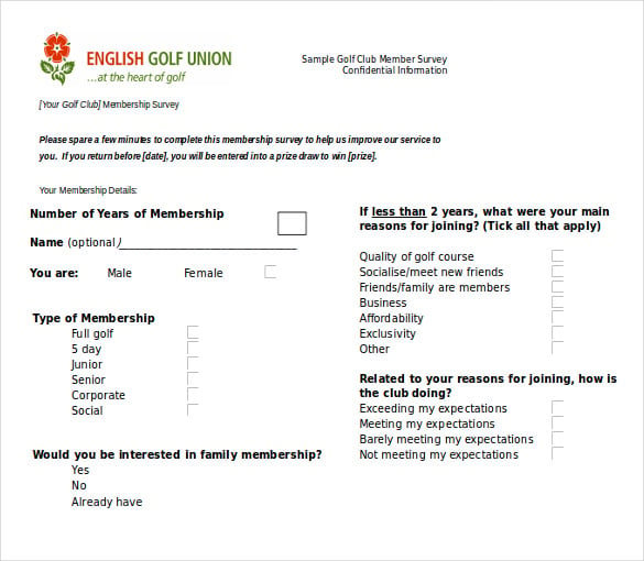 golf course survey template
