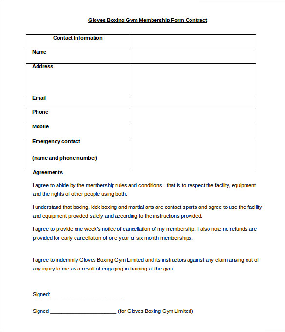 FREE 15+ Gym Contract Templates in MS Word Google Docs Apple Pages PDF