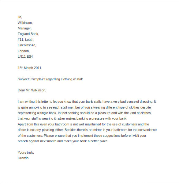 funny complaint letter free download