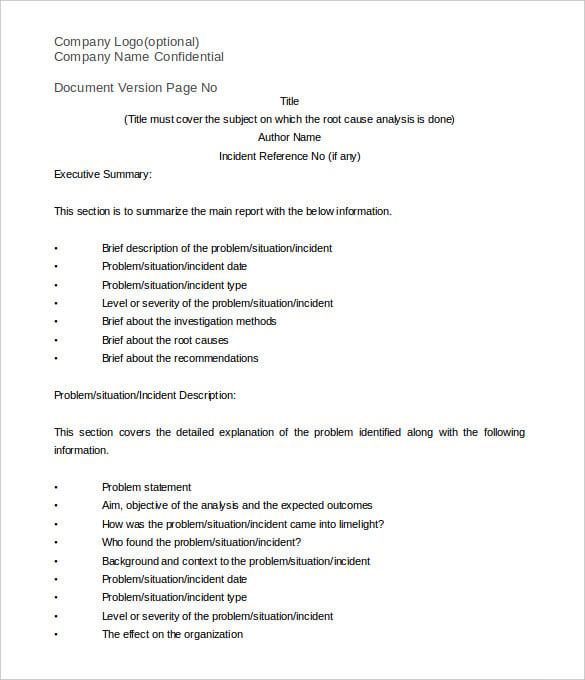 Company Analysis Report Template