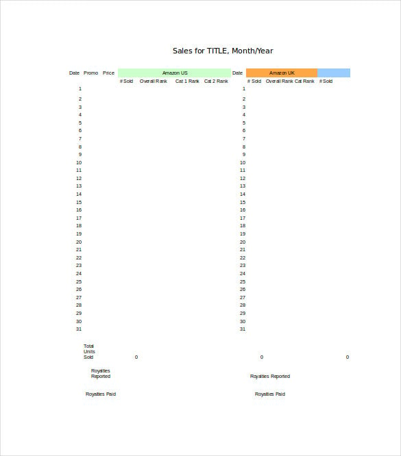 daily sales tracking excel format download template