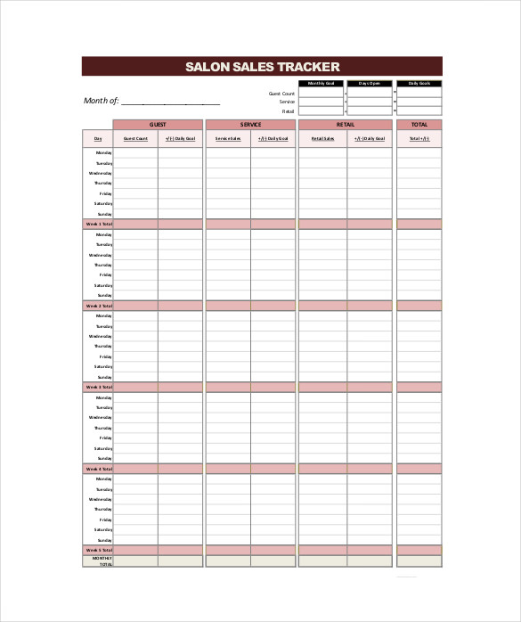 Sales Tracking Template 4 Free Printable Word Excel PDF Formats