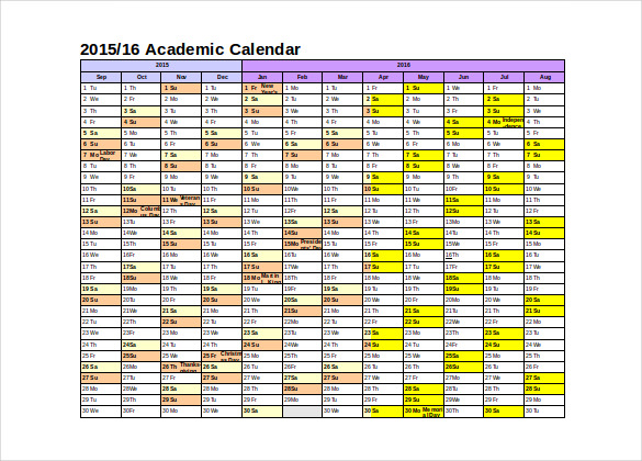 academic calendar word format free template