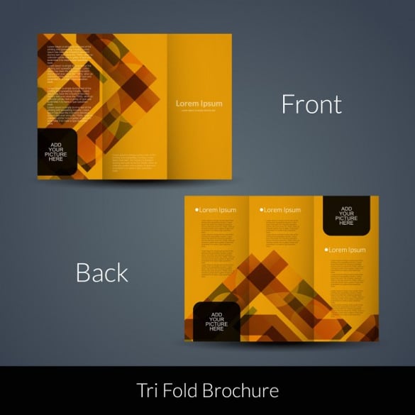 orange geometric tri fold template free vector