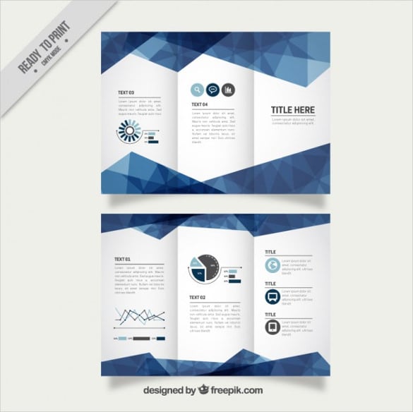 geometric blue business trifold free vector download