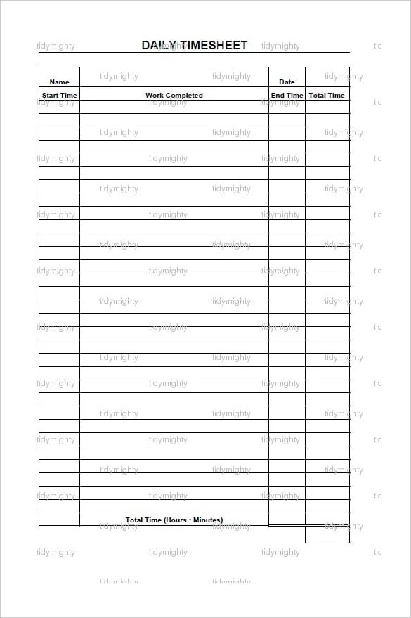daily time sheet tracker template download