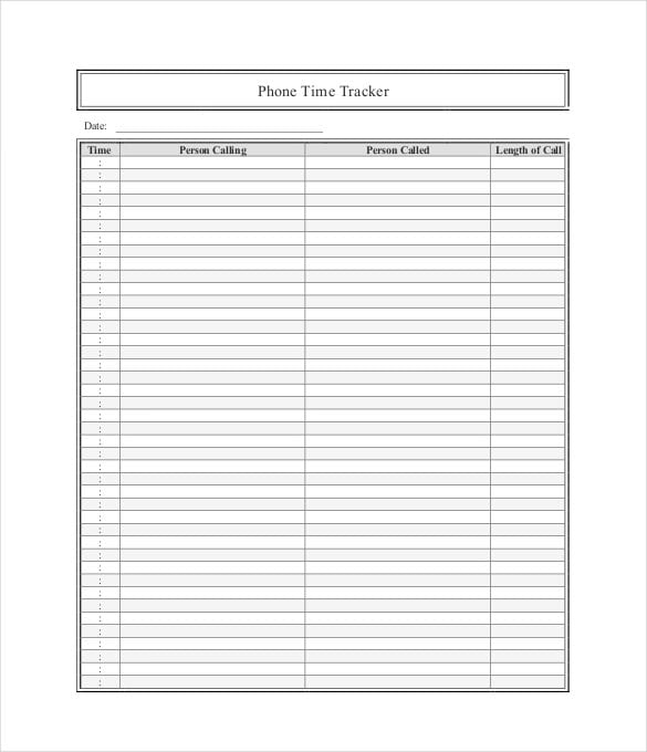 telephone time tracker free pdf format download