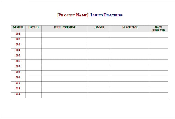 issue tracking template