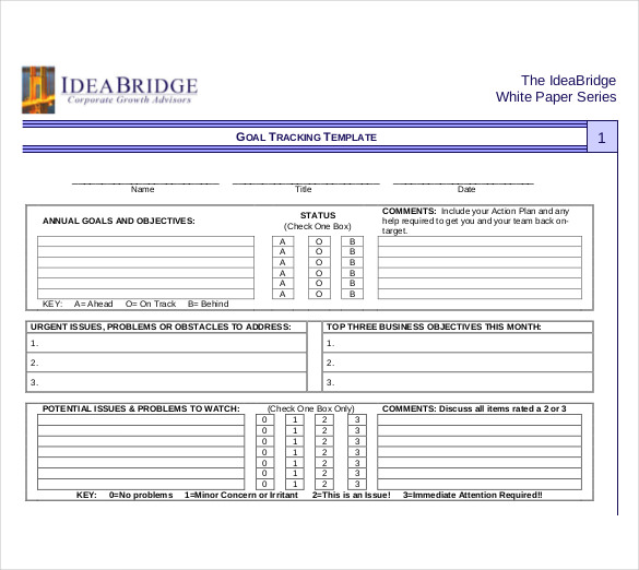 excel template goal tracking