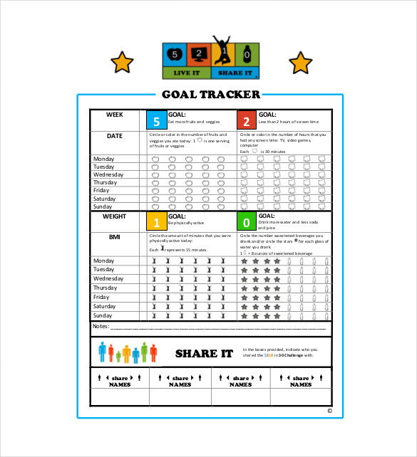 12  Goal Tracking Templates Word Excel PDF Documents Download