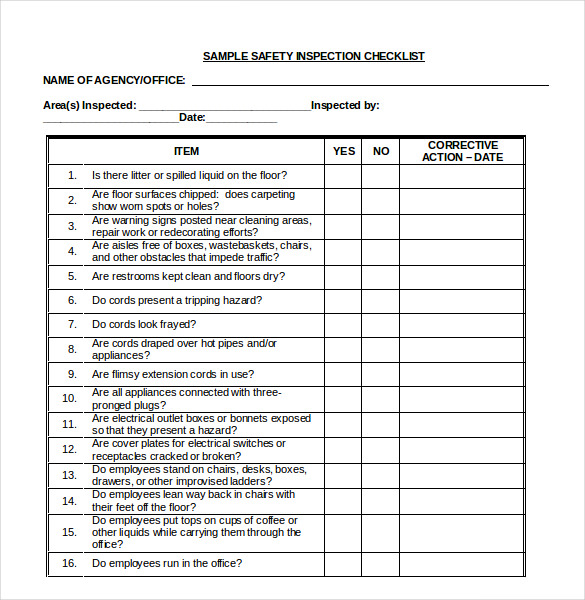 word checklist template