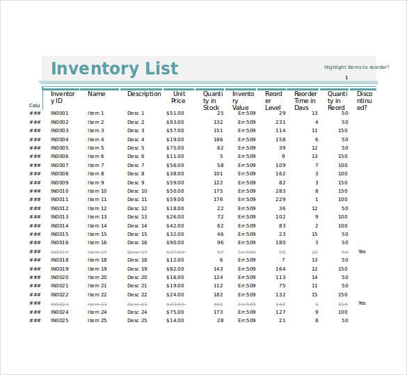 inventory tracking excel format template
