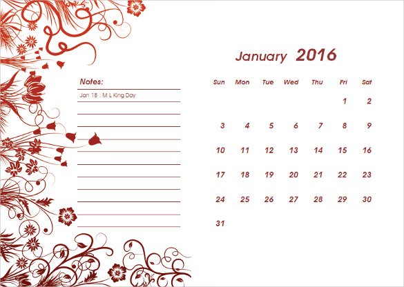 2016 calendar template 46 free word pdf psd eps ai illustrator