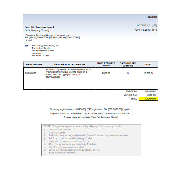 business invoice template free word format