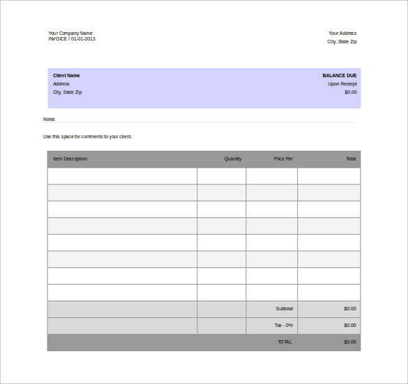 simple invoice word templates free download