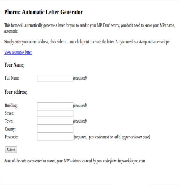 complaint letter generator sample download