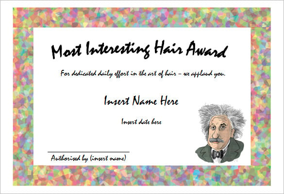 most interesting hair award funny certificate template
