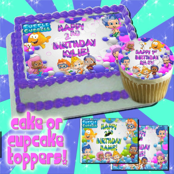 personalized bubble guppies edible cake image