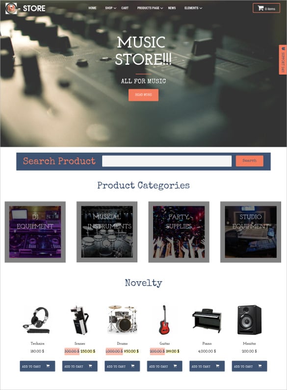 music store wordpress theme