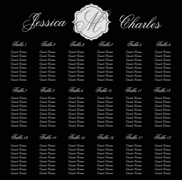 attractive wedding chart template for download